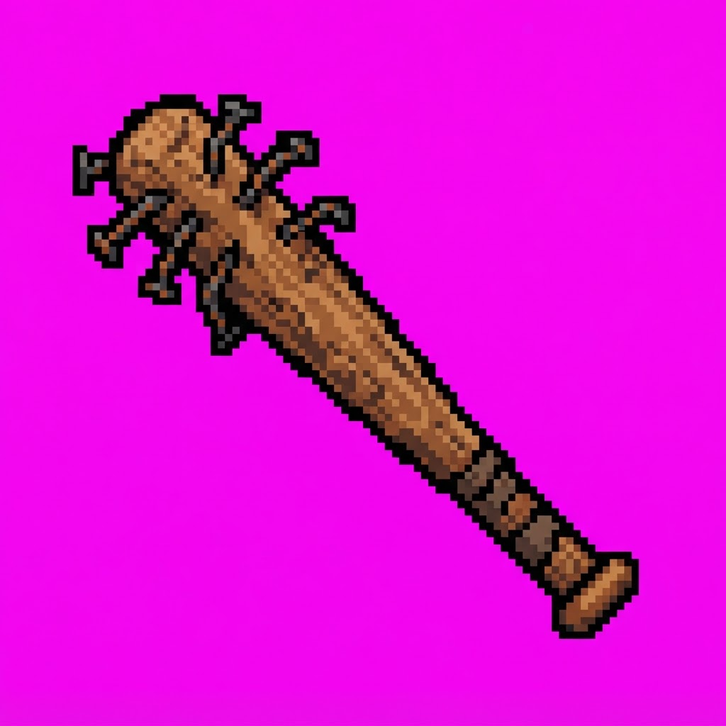 Image: Pixel art game inventory icon of a wooden baseball