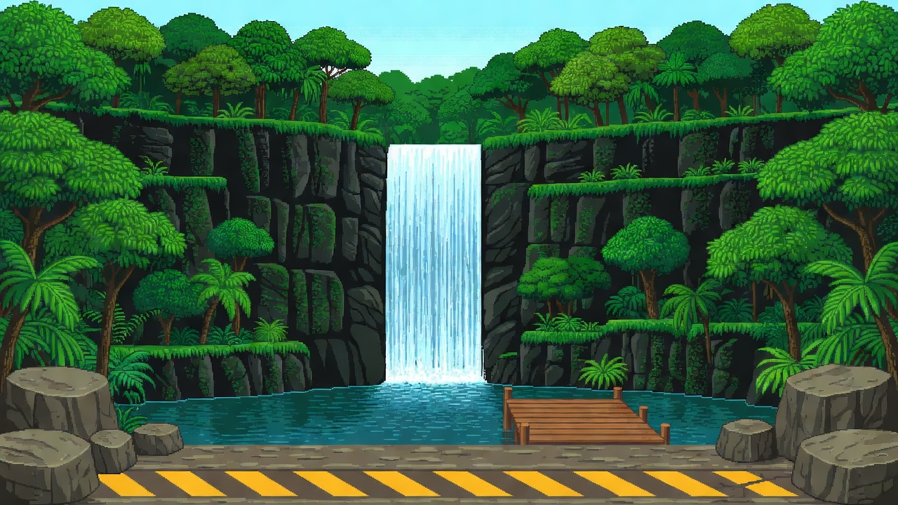 Jungle Waterfall Background - Level 1