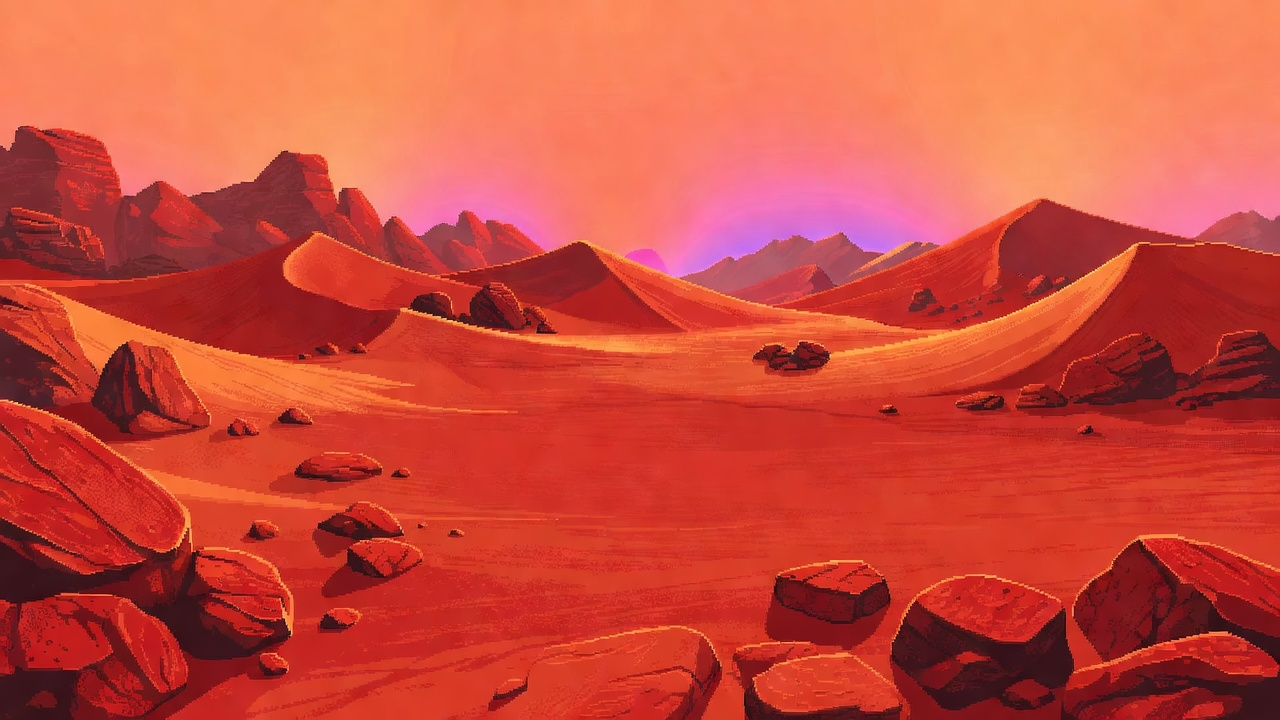 Mars Battlefield Backdrop - Pixel Art