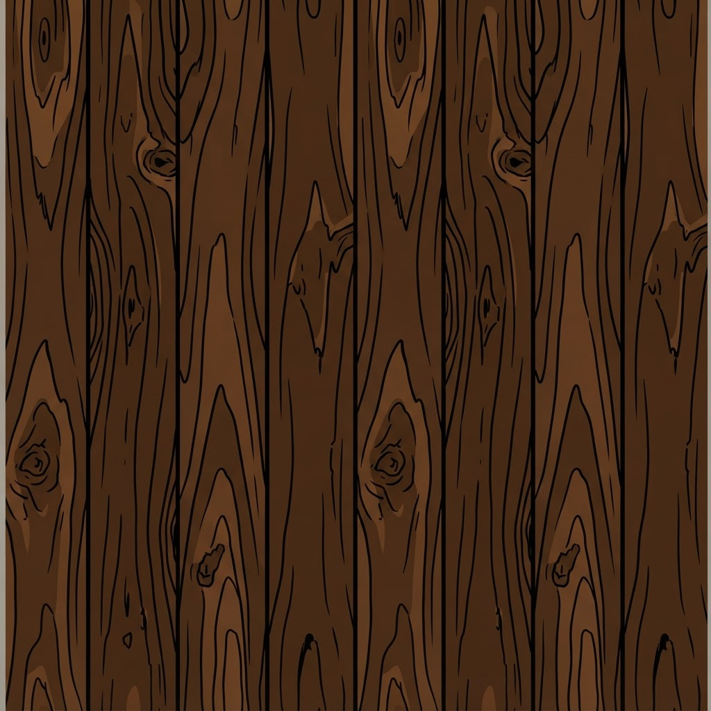 Image: Cel-shaded anime style dark wood furniture texture