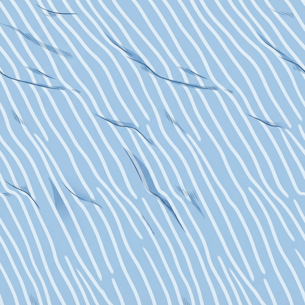 Image: Cel-shaded anime style light blue and white bedshe