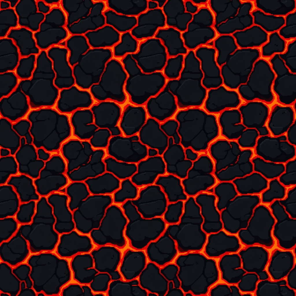 Lava Floor Tile - Pixel Art Seamless