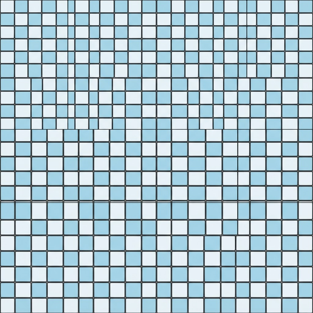 Image: Cel-shaded anime style small square bathroom wall 