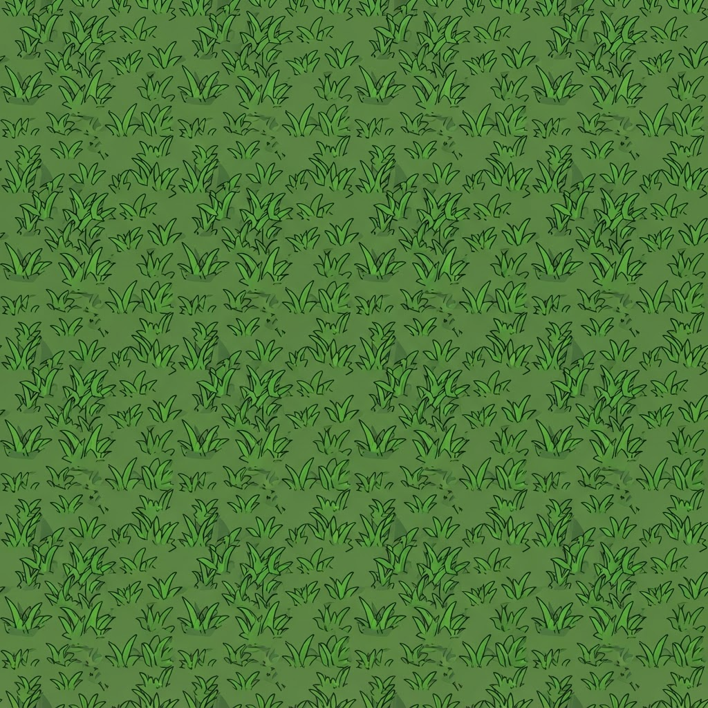 Image: Cel-shaded anime style green grass lawn texture, s