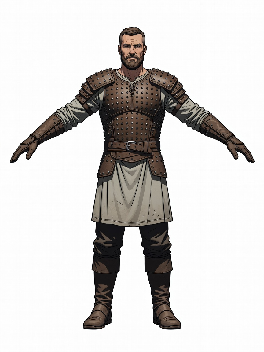 Studded Leather Hero - T-Pose Concept (1 / 2)