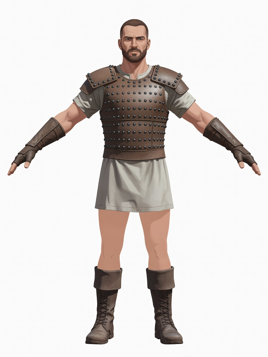 Studded Leather Hero - T-Pose Concept (2 / 2)