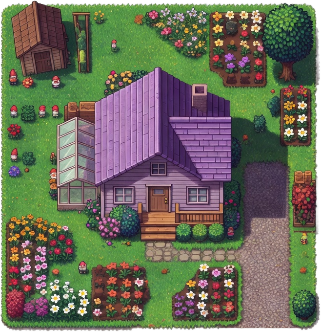 House 5 - Eccentric Purple House with Greenhouse