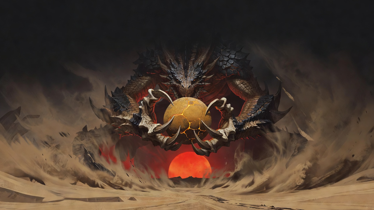 Dragon Cradling Desert World - Cinematic Backdrop