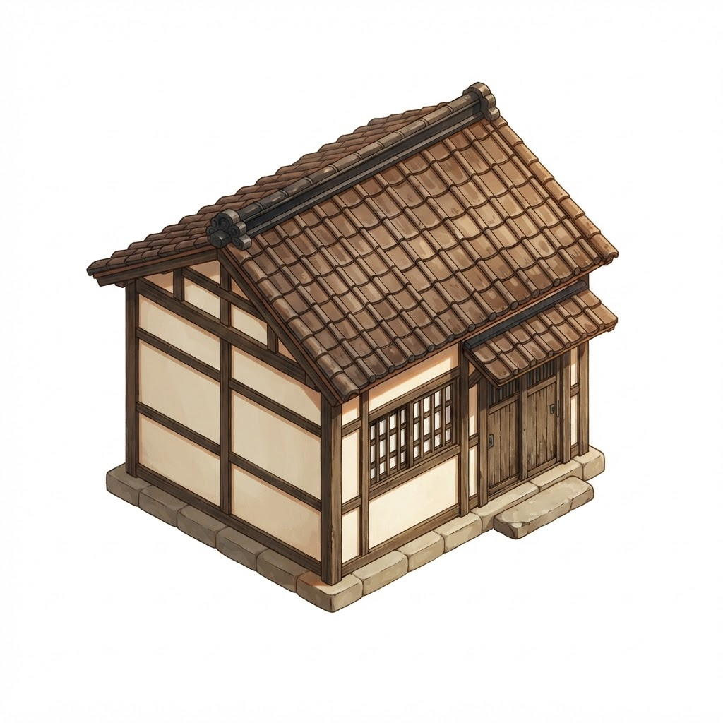 Image: Small traditional Japanese village house (machiya)