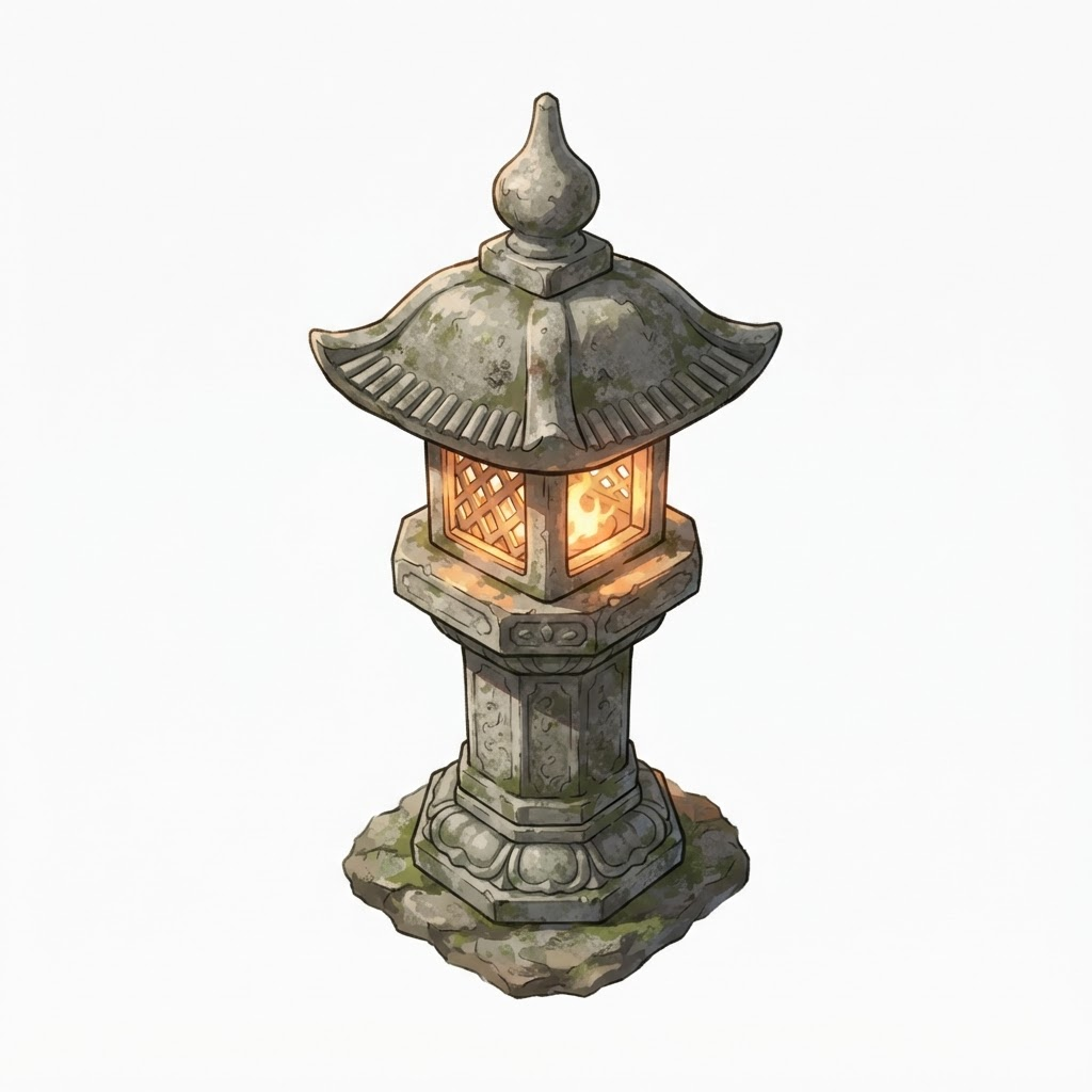 Image: Traditional Japanese stone lantern (toro) seen fro
