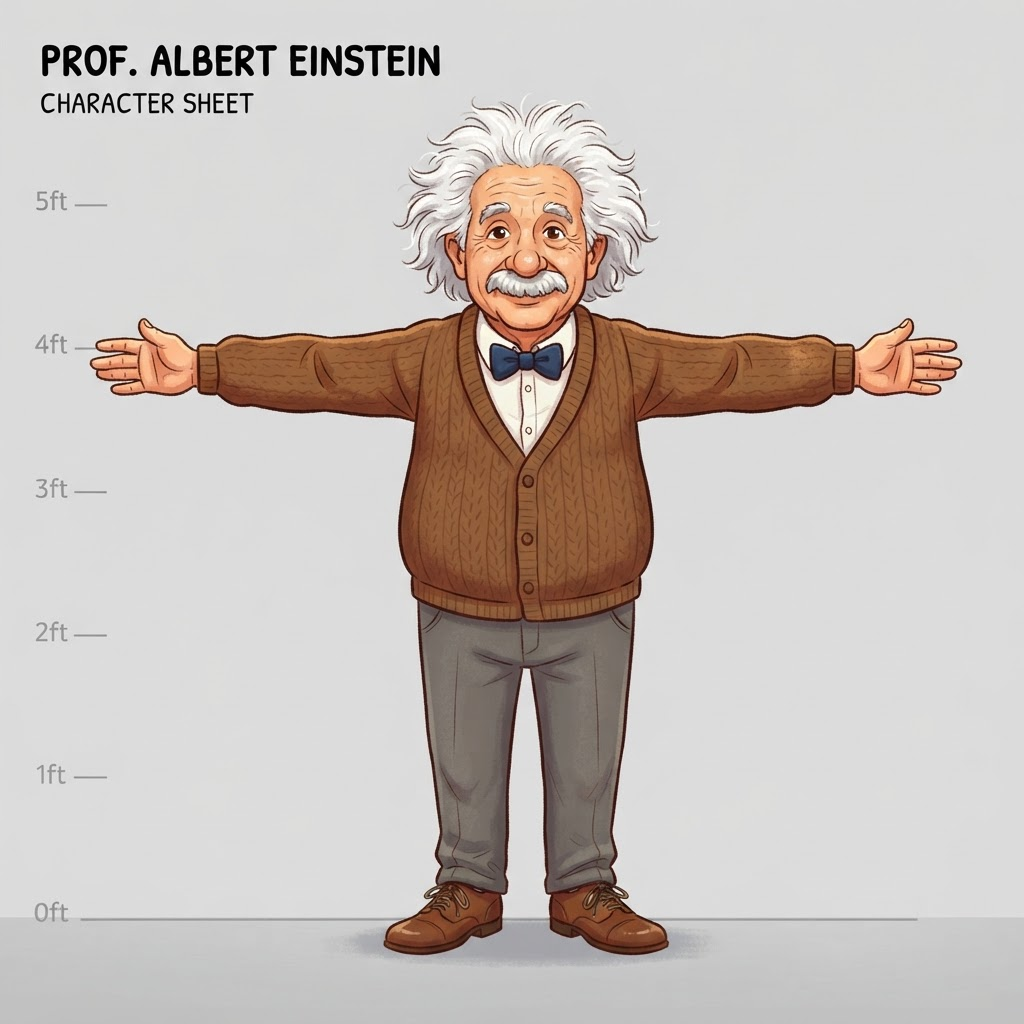 Image: full body character reference of a friendly elderl