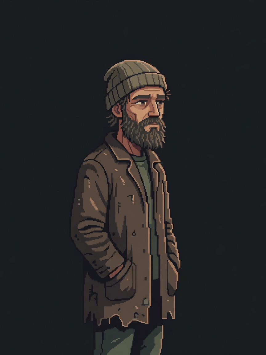 Homeless Man Pixel Art Sprite (2 / 2)
