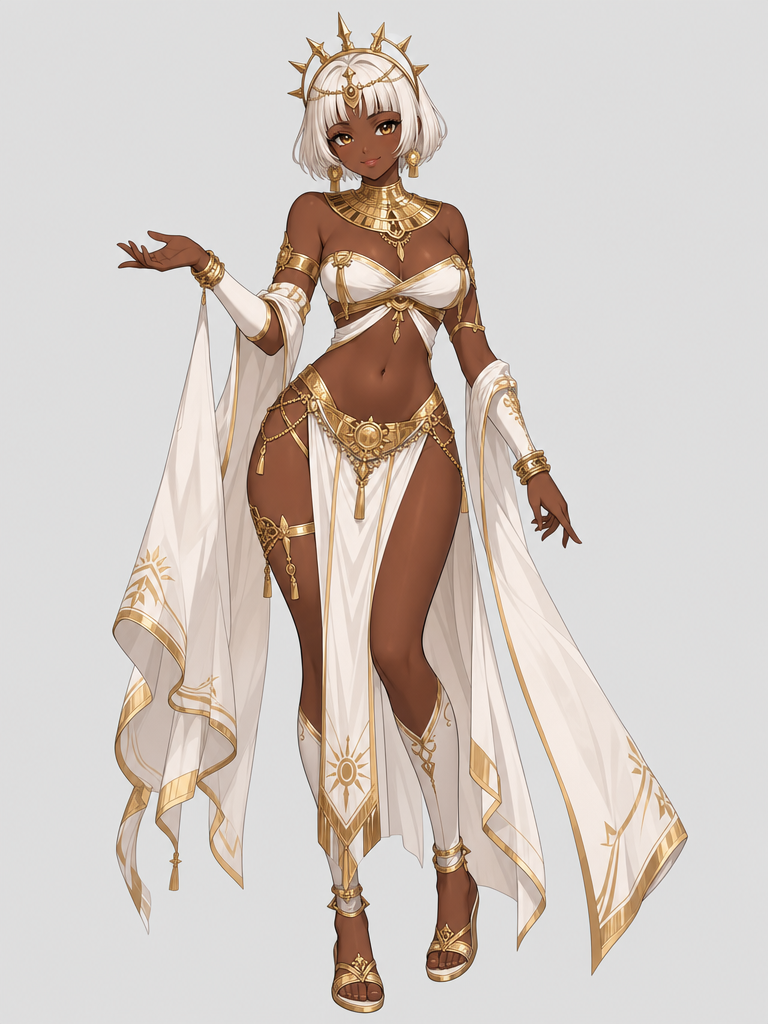 Elegant Desert Priestess Full-Body Anime Character