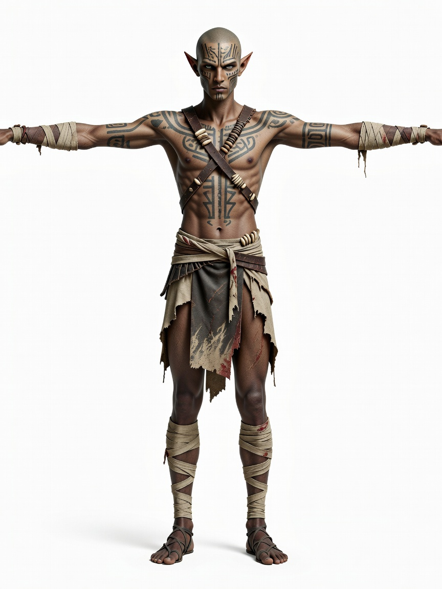 Athasian Elf Gladiator T-Pose Concept (1 / 2)