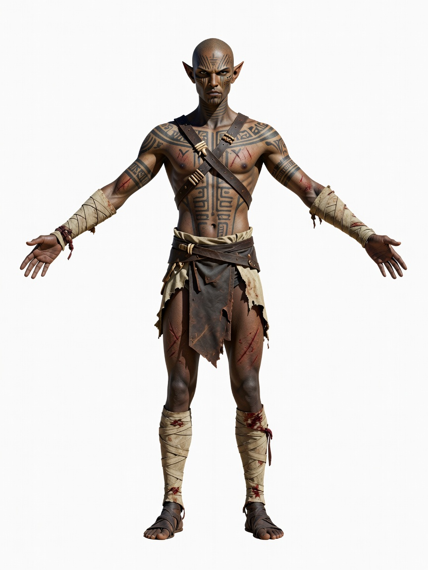 Athasian Elf Gladiator T-Pose Concept (2 / 2)