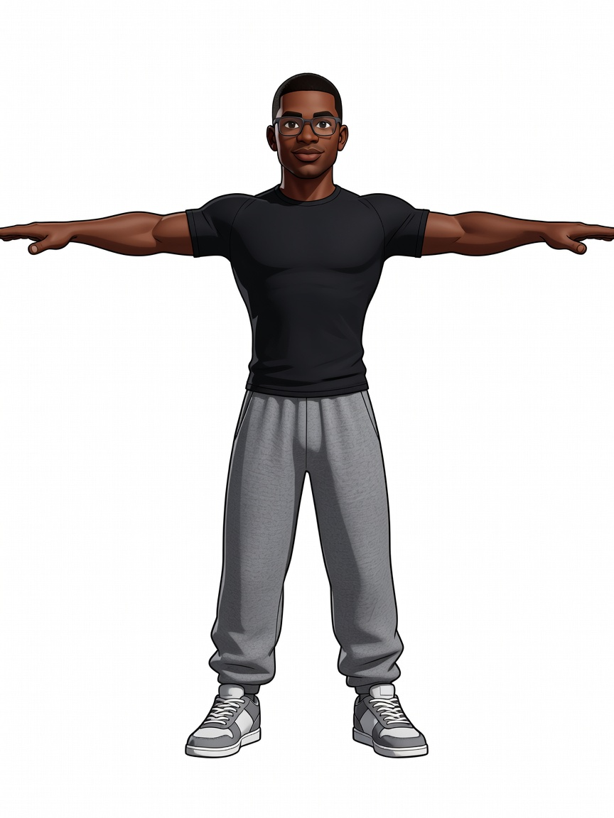 Raging Warrior - Black Man Character Concept T-Pose (1 / 2)