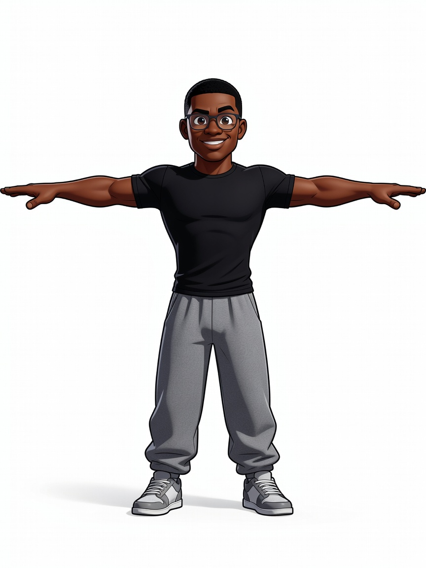 Raging Warrior - Black Man Character Concept T-Pose (2 / 2)