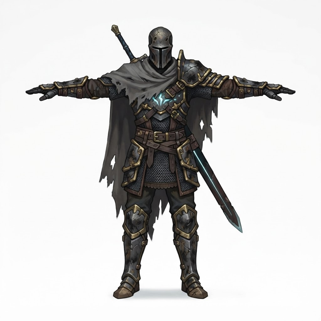 Image: Full-body game character turnaround reference, fro