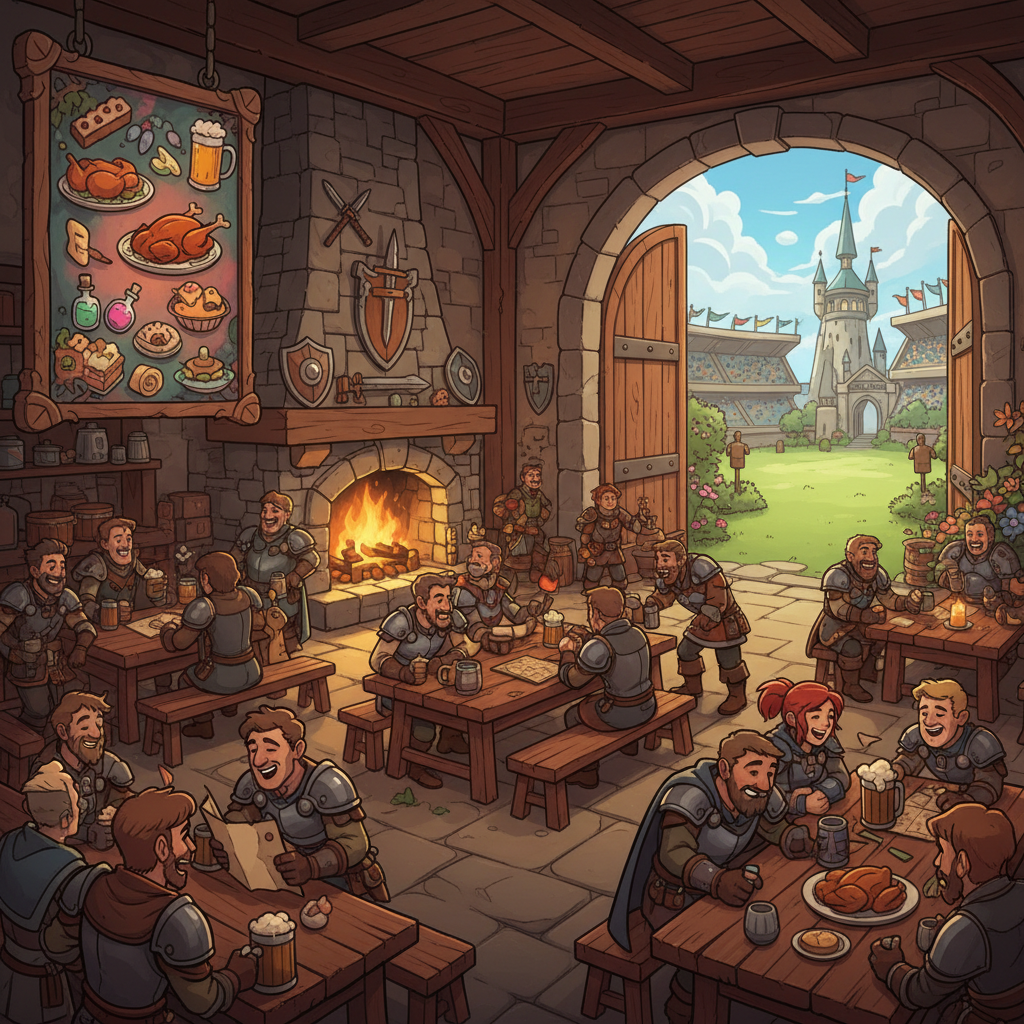 Image: Cozy fantasy tavern recruiting hall wide backgroun - Free Game ...