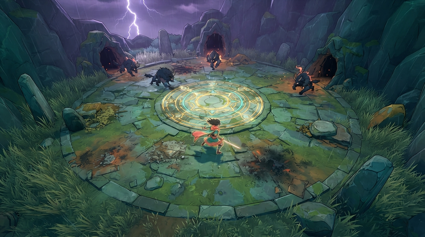 A storm-bitten highland circle - Free Game Background