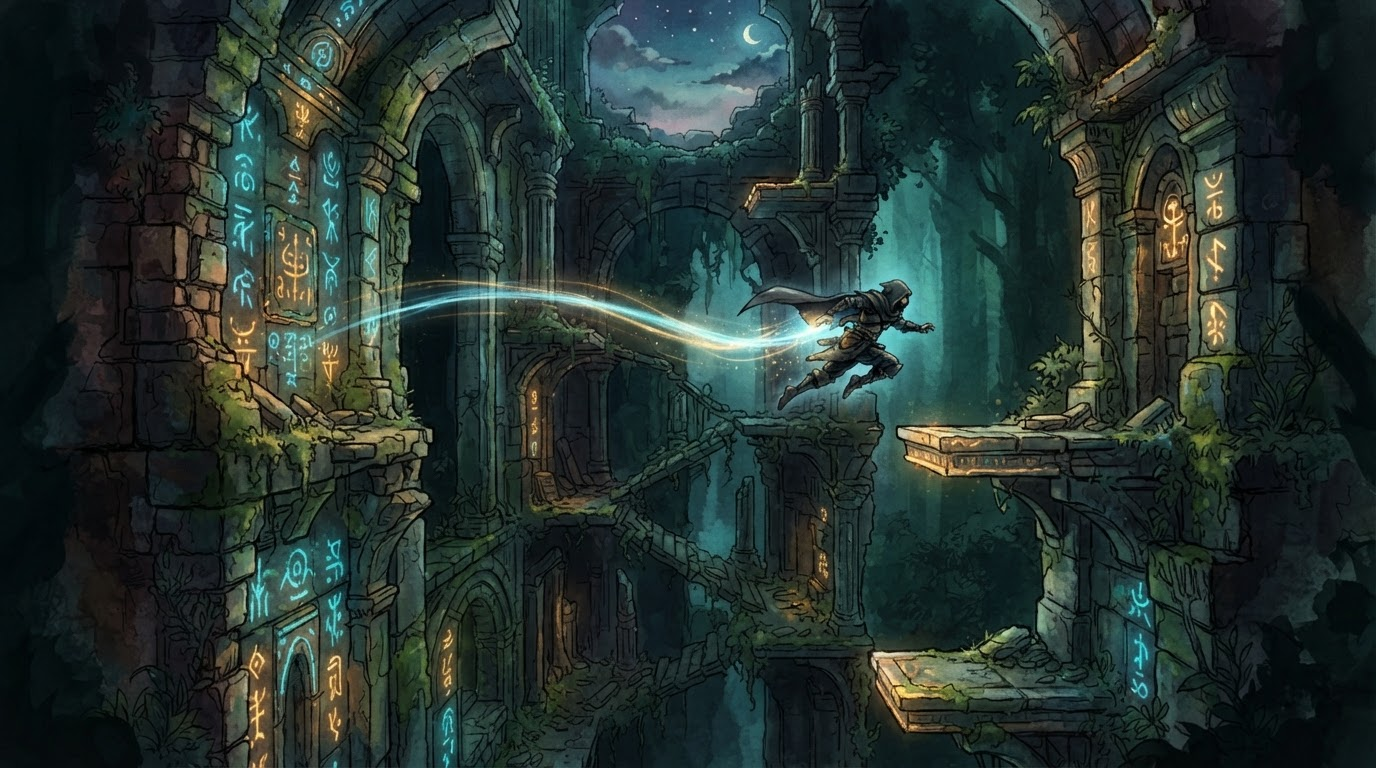 Subir ruínas com dash e pulo de parede - Free 2D Game Art