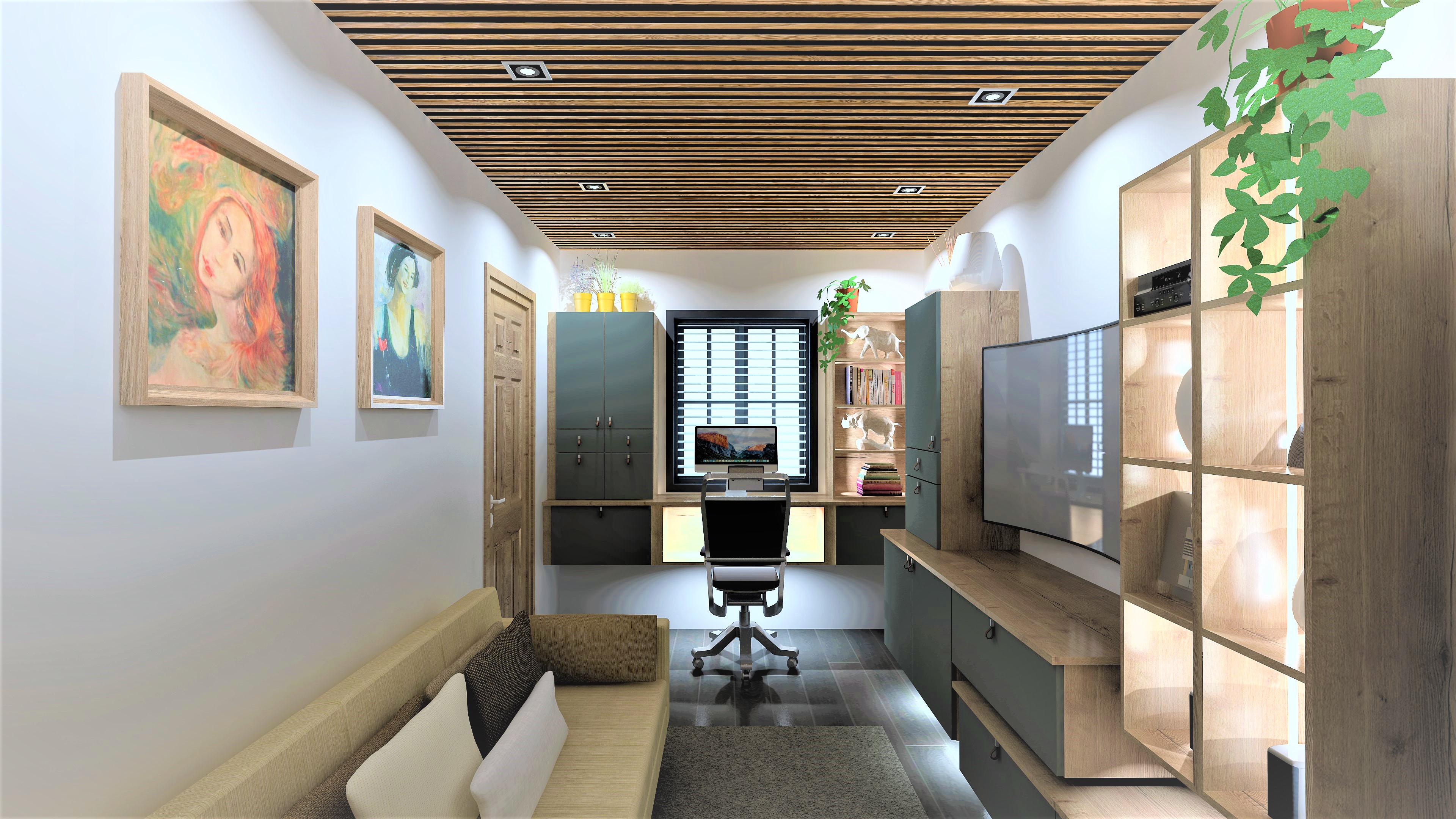 Custom built living room media wall