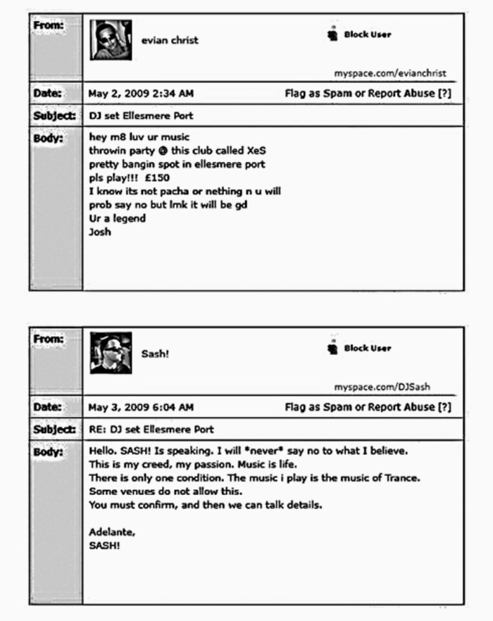 MySpace direct messages between Christ and Sash!