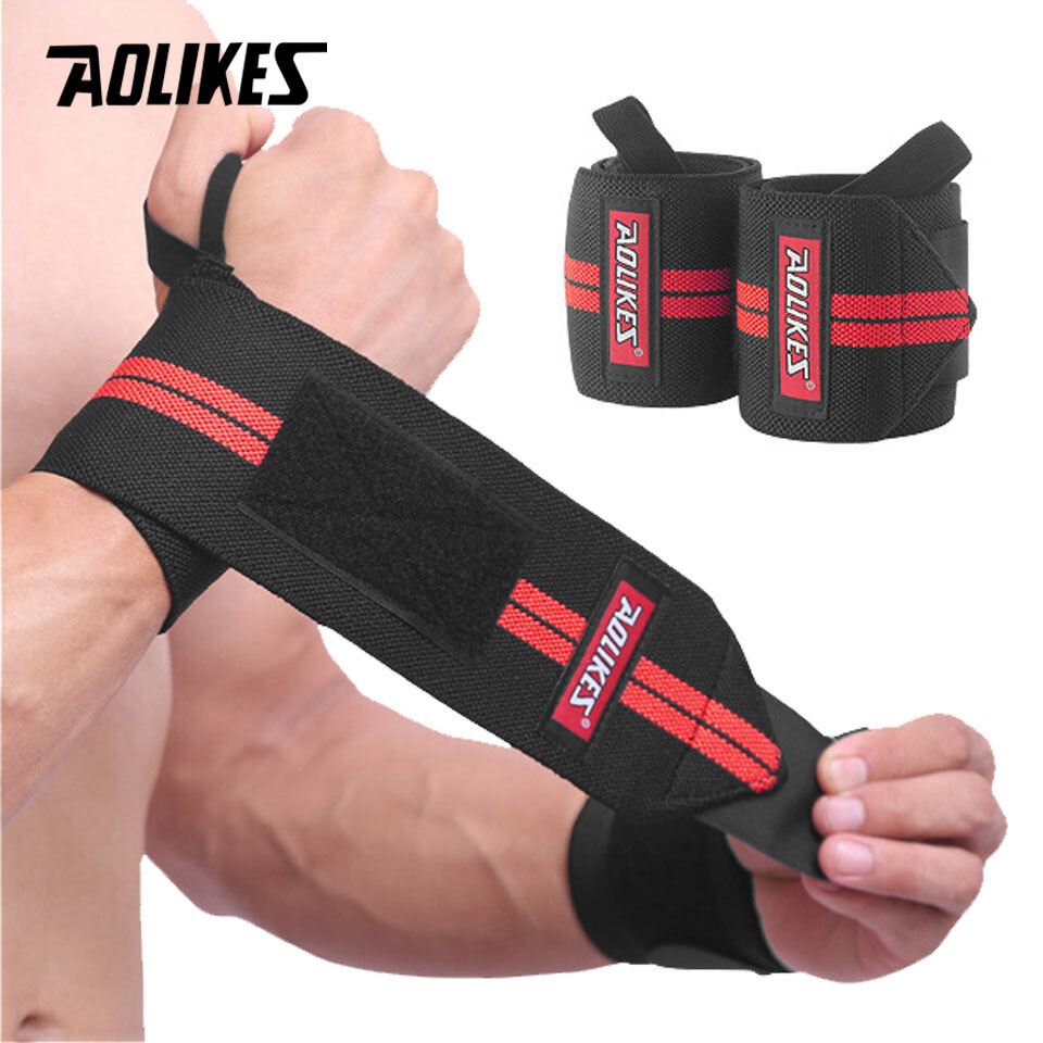 AOLIKES 1 Pair Wristband Wrist Support Brace Straps Extra Strength Weight Lifting Wrist Wraps Bandage Fitness Gym Training