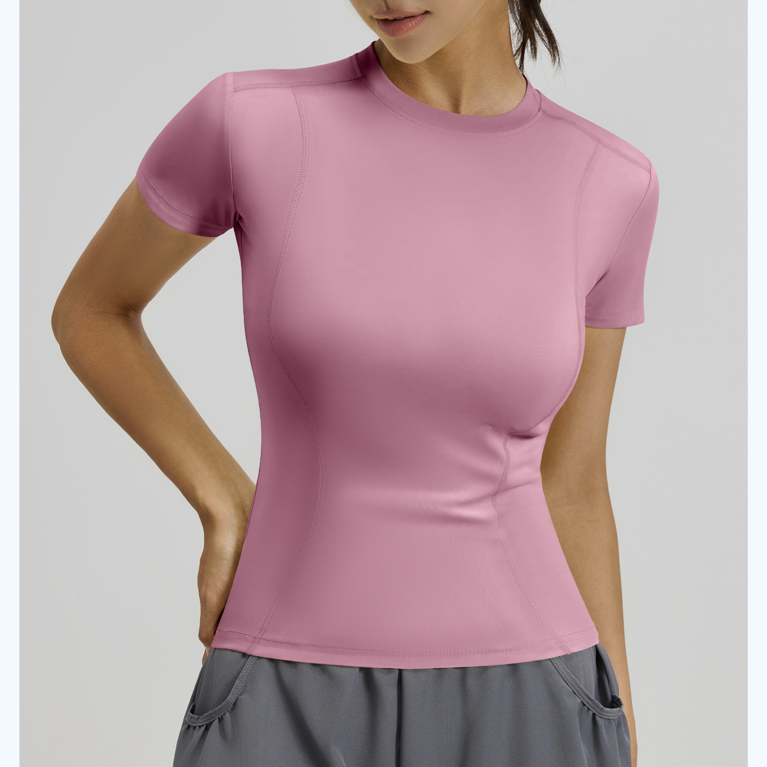 Women's Short Sleeve Yoga T-Shirt - Breathable Sports Running Fitness Tee