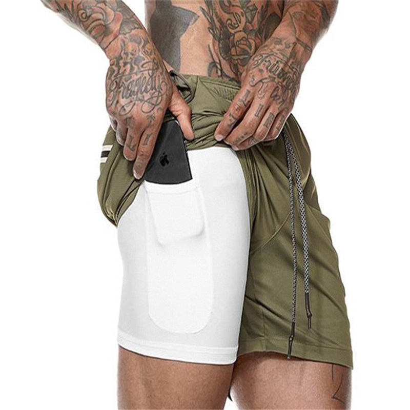 Men's 2 in 1 Liner Designed Running Short Workout Training Jersey Short