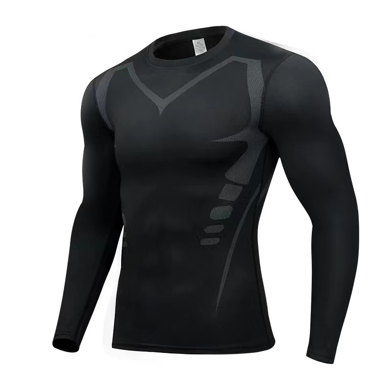 Men Bodybuilding Sport Long Sleeve Compression Top
