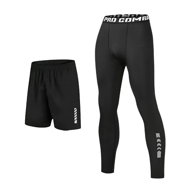 Quick-Dry Breathable Four-Dimensional Stretch Fitness Shorts 2-Piece Set