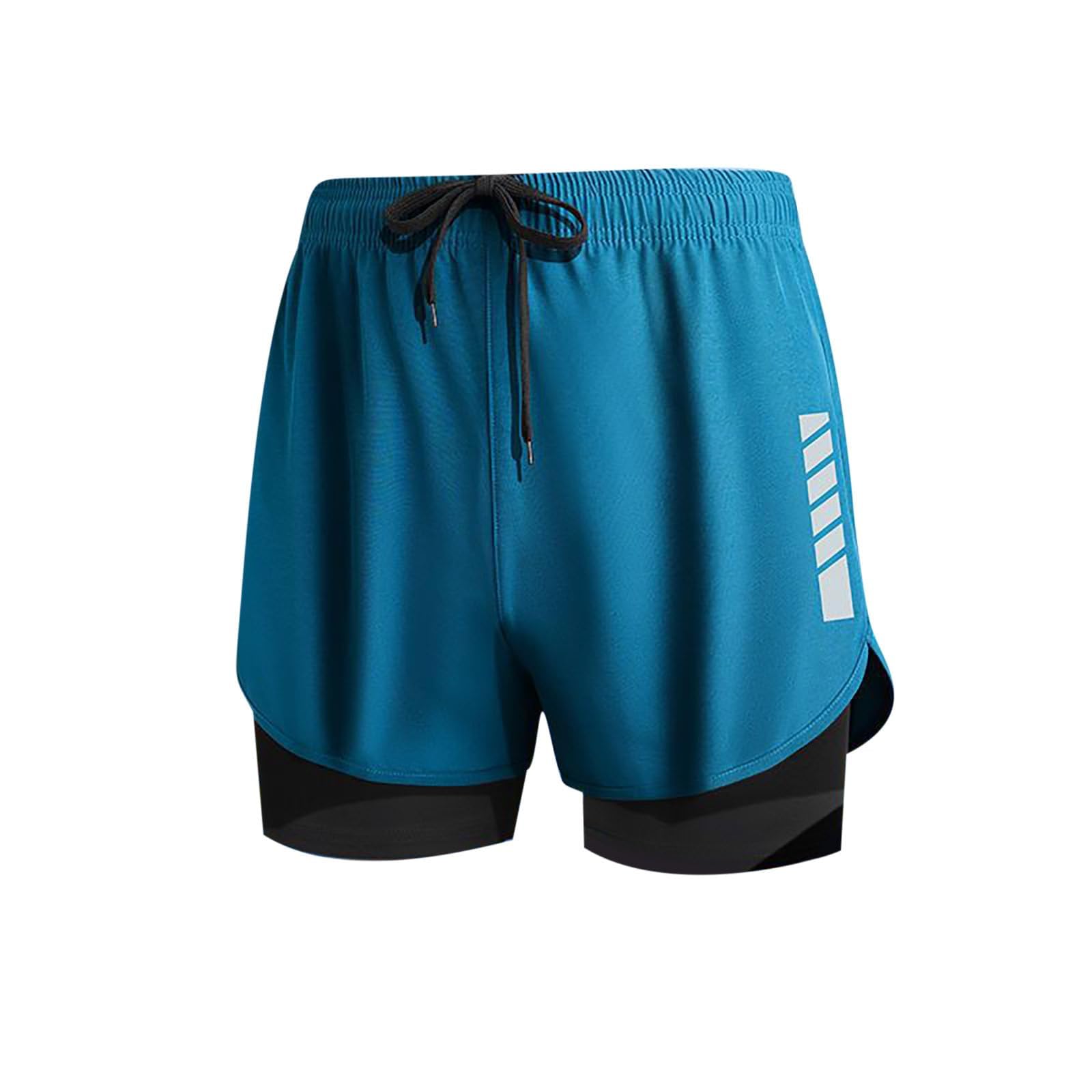 Men's 2-in-1 Double Layer Loose Fit Running & Swim Trunks, Sports Shorts