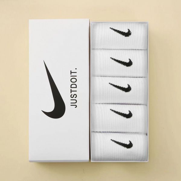 Nike Socks 5 Pairs Pack Men/Women Sports Cotton Socks