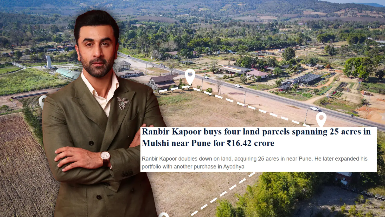 Ranbir Kapoor Purchases Four Land Parcels in Mulshi Near Pune for ₹16.42 Crore
