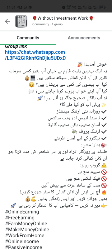 free online earning — business WhatsApp Group