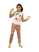 Grinchmaspyjamas för hela familjen, röd, grönrandig