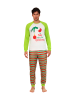 Grinchmaspyjamas för hela familjen, röd, grönrandig