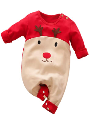 Nyfödd julklapp med renskinn, röd