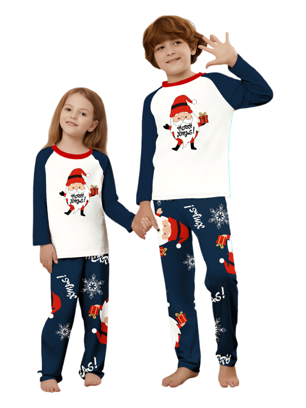 Den mycket skäggige jultomten, ”God jul”-familjepyjamas, par