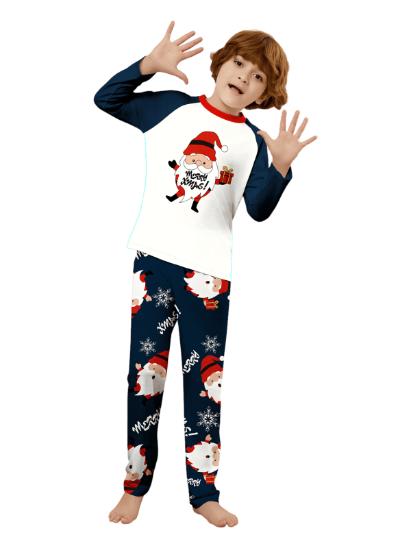 Den mycket skäggige jultomten, ”God jul”-familjepyjamas, par