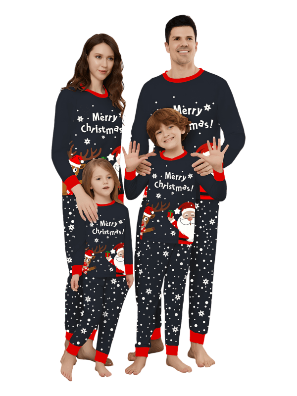 Snöig pyjamas, jultomten ger en present till sina små renar