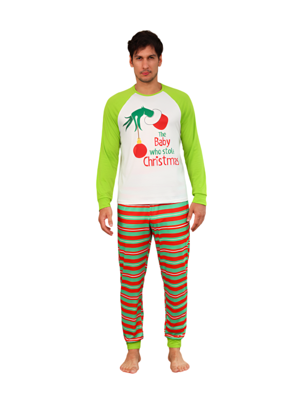 Grinchmaspyjamas för hela familjen, röd, grönrandig