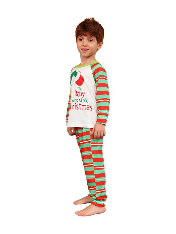 Grinchmaspyjamas för hela familjen, röd, grönrandig