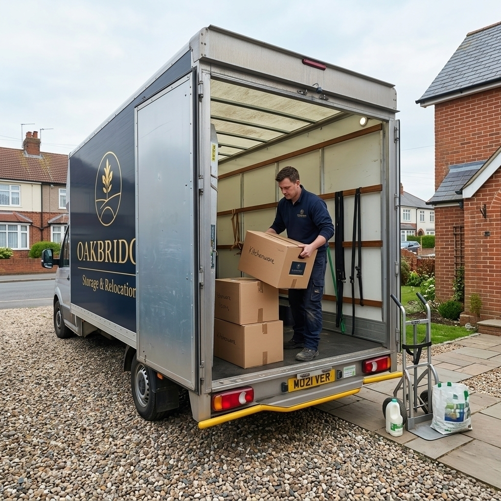 Oakbridge Storage & Relocation — Professional removal crew loading boxes into van