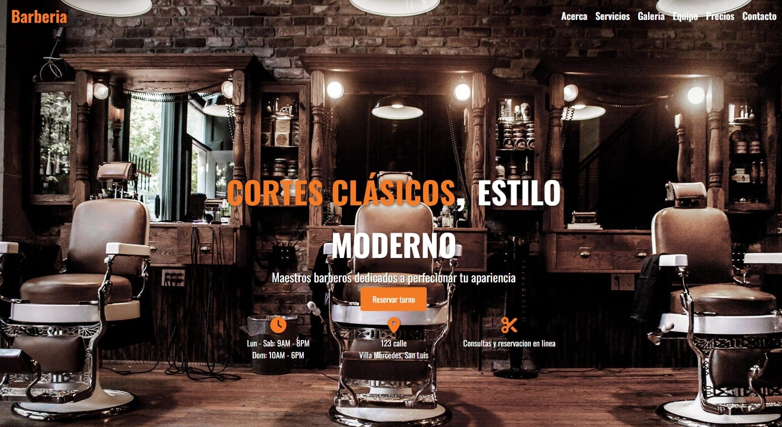 Homepage with hero image and call-to-action buttons