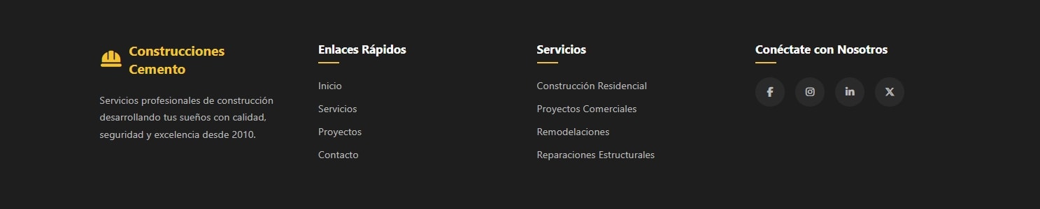 Service overview container with icons and descriptions
