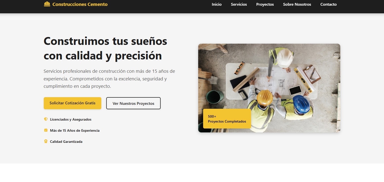 Homepage with hero image and call-to-action buttons