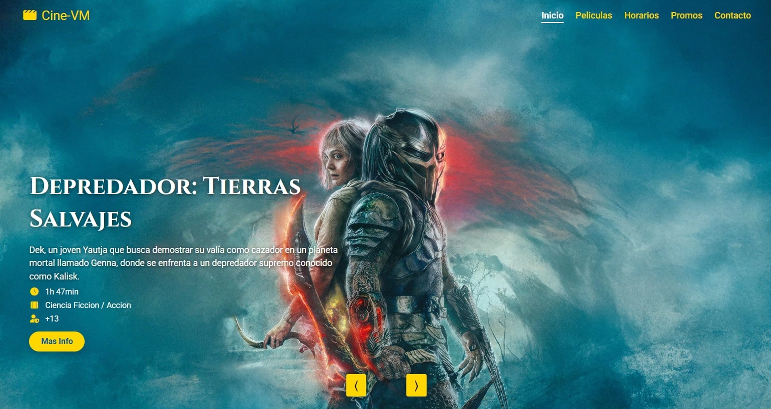 Homepage with hero image and call-to-action buttons