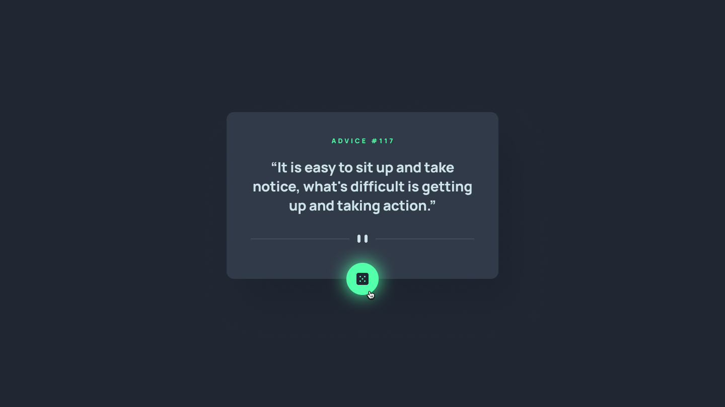 Advice card layout with neon styling